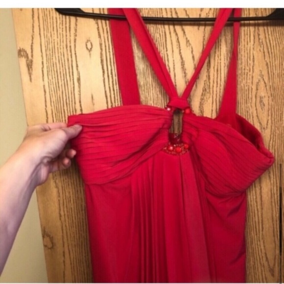 BCBGMaxAzria coral cut out bling sleeveless dress Sz S EUC - Picture 10 of 15